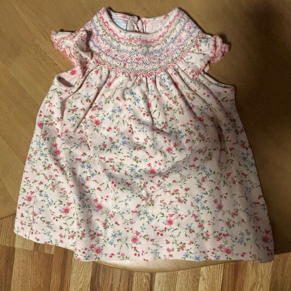 Vintage Other - Smocked Floral Dress in Pink, Blue, Green
